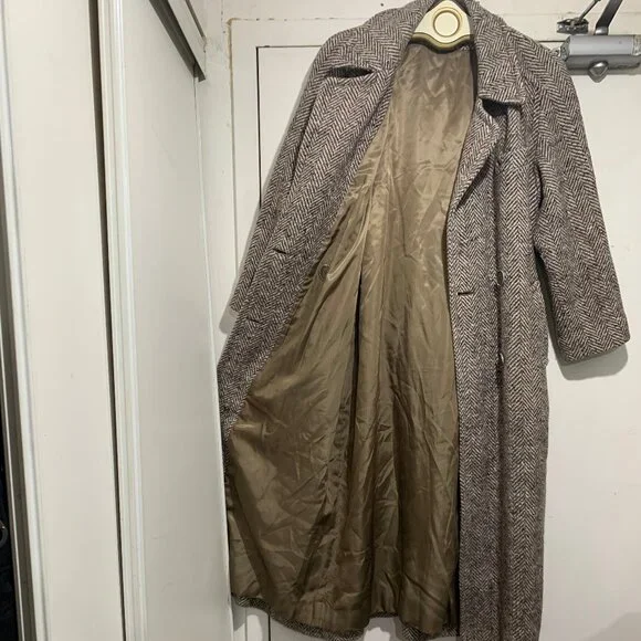 VINTAGE RAFFINATI TWEED DOUBLE BREAST TRENCH COATS SIZE  M/L - Picture 7 of 11